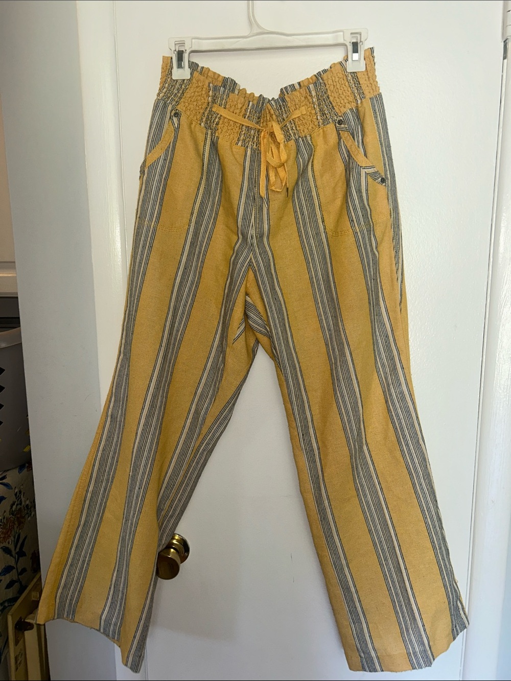 Striped Mustard Wide Leg Pants
